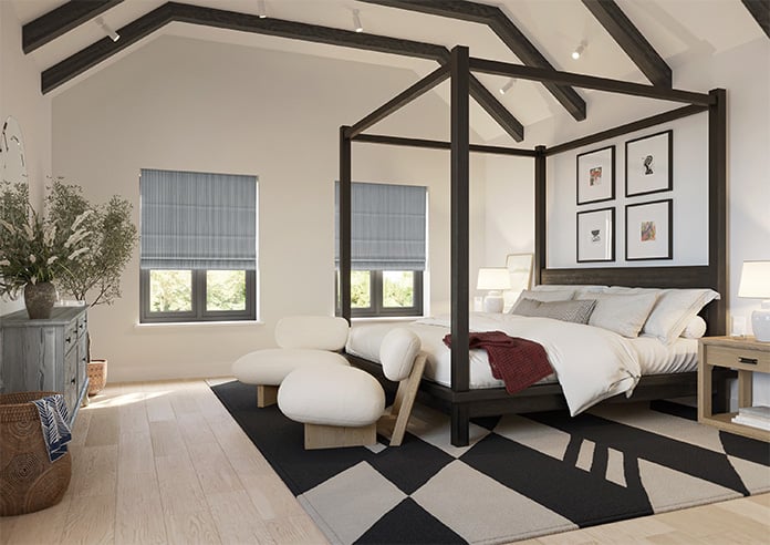 Nautical Stripes, Salt Black - Motorised Roman Blind - Image 6